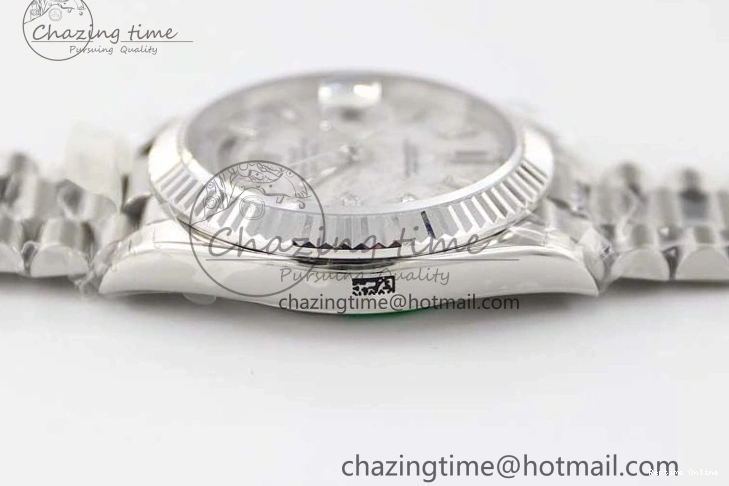 0126 FashionForward Day Date 40mm SS 904L Steel TWF 1:1 Best Edition Meteorite Crystal Dial on SS Bracelet A 2360